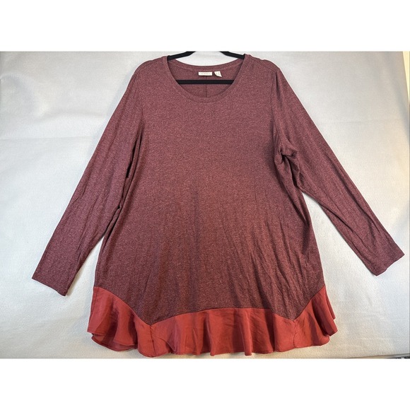 LOGO by Lori Goldstein Tops - Logo By Lori Goldstein Women's Size 1X Long Sleeve Blouse, Ruffled Bottom Edge
